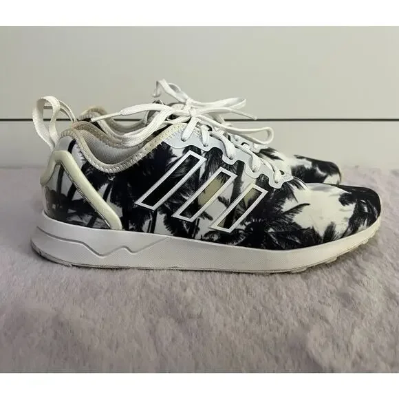 Adidas ZX Flux Athletic Shoe (White w Black-Grey Palm Tree) Unisex EU 38 W 7.5 - Picture 5 of 7